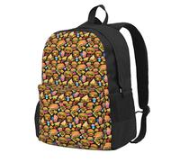 HUIopq Food Pattern Funny Print Large Capacity Unisex Backpack Travel Daypack For Commuting Work Outdoor Adventure