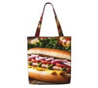 HUIopq Food Pattern Funny Print Reusable Canvas Shoulder Bag Large Tote Shopping Lightweight Travel Beach Picnic