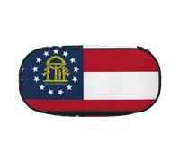 HUIopq Georgia Flag Print Large Capacity Pencil Bag Versatile Pen Case School Office Makeup Travel Accessory