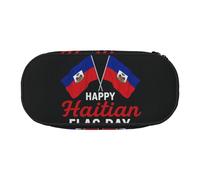 HUIopq Happy Haitian Print Large Capacity Pencil Bag Versatile Pen Case School Office Makeup Travel Accessory