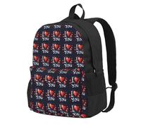 HUIopq I Love You Words With Hearts Print Large Capacity Unisex Backpack Travel Daypack For Commuting Work Outdoor Adventure