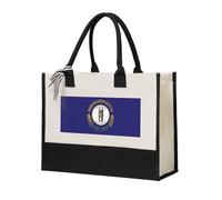 HUIopq Kentucky State Flag Print Tote Bag Eco-Friendly Large Capacity For Beach Travel Office Canvas Present Bags