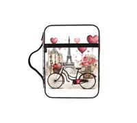 HUIopq Love Paris Tower Coffee Wine Perfume Bicycle Heart Print Adults Bible Storage Bag Waterproof Cover for Church Worship Travel Daily Carry