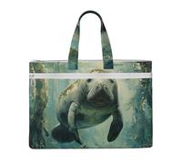 HUIopq Manatee Animals Print Canvas Tote File Bag For Documents Books Office Work Travel Shopping Business Trips