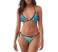 HUIopq Mermaid in The Ocean Print Striking Two-Piece Bikini Women Swimsuit Beach Pool Summer Adventure Water-Friendly Black