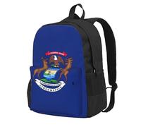 HUIopq Michigan State Flag Print Large Capacity Unisex Backpack Travel Daypack For Commuting Work Outdoor Adventure