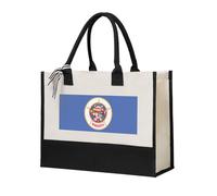 HUIopq Minnesota State Flag Print Tote Bag Eco-Friendly Large Capacity For Beach Travel Office Canvas Present Bags