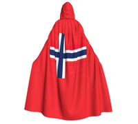 HUIopq Norwegian Flag Print Carnival Cosplay Halloween Hooded Cloak | Adult 190cm Witch Wizard Capes Christmas Gatherings Party Accessory Costume