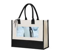 HUIopq Penguin Print Tote Bag Eco-Friendly Large Capacity For Beach Travel Office Canvas Present Bags