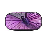 HUIopq Purple Butterfly Print Large Capacity Pencil Bag Versatile Pen Case School Office Makeup Travel Accessory