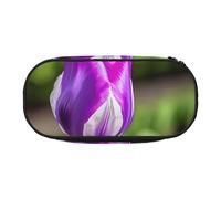 HUIopq Purple Tulip Print Large Capacity Pencil Bag Versatile Pen Case School Office Makeup Travel Accessory