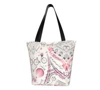 HUIopq Romantic Paris Butterfly Print Lightweight Summer Bag Tote Adjustable Strap Convenience Travel Beach Daily Use