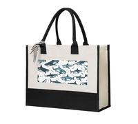 HUIopq Shark Pattern With Various Gestures Print Tote Bag Eco-Friendly Large Capacity For Beach Travel Office Canvas Present Bags