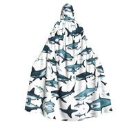 HUIopq Shark Pattern With Various Gestures Print Unisex Comfort Hooded Cloak Cosplay Carnival Outdoor Festival Theme Party Supplies