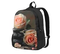 HUIopq Spa Stone And Rose Flowers Print Large Capacity Unisex Backpack Travel Daypack For Commuting Work Outdoor Adventure