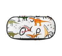 HUIopq Stylish Learning Alphabets with Dinosaurs Print Large Capacity Pencil Bag Versatile Pen Case School Office Makeup Travel Accessory