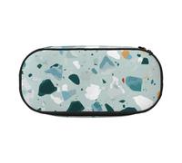 HUIopq Terrazzo Marble Pastel Print Large Capacity Pencil Bag Versatile Pen Case School Office Makeup Travel Accessory