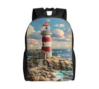 HUIopq The Seaside Lighthouse Print Backpack Men Women Stylish Large Capacity Travel Work Hiking Business Trip Camping