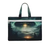 HUIopq Ufo At Night Print Canvas Tote File Bag For Documents Books Office Work Travel Shopping Business Trips