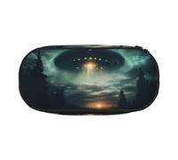 HUIopq UFO at Night Print Large Capacity Pencil Bag Versatile Pen Case School Office Makeup Travel Accessory