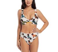 HUIopq Wearing Clothes Corgi Dogs Print Trendy Bikini Set Women Quick-Dry Soft Beach Pool Summer Vacation Water Activities Black