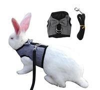 Huiouer Rabbit Harness and Lead Set with Cute Bow Tie and Bell Mesh Rabbit Leash Adjustable Vest Harness for Small Animals Bunny Kitten