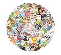 Huipalon 100Pcs Cute Animal Stickers: Multicolor Vinyl Kawaii Stickers for Teens Adults, Waterproof, Durable, Easy to Remove, Perfect for DIY on Plastic, Metal, Glass, Others