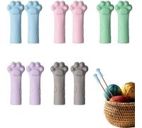 Huipalon 10Pcs Cat Paw Knitting Needle Stoppers Silicone Tip Point Protectors Colorful Knitting Accessories Cute Stitch Caps for 11-17 (0.39-0.5 Inch) Needles