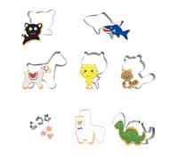 Huipalon 10PCS Cookie Cutters Set - 3PCS Mini Shapes & 7PCS Animals Shapes Biscuit Cutters - Stainless Steel Cookie Cutter Funny Food Cutters for Birthday Cake Decoration