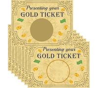 Huipalon 20 Pcs Golden Ticket Holiday Scratch Card Reveal with 30 Scratch-off Stickers Scratch To Reveal Surprise Gift Create Your Own Scratch-Off Voucher for Birthday Parties Activities