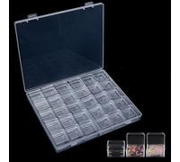 Huipalon 30 Grids Diamond Art Storage Box with Removable Compartments Clear Jewelry Bead Storage Box Diamond Painting Storage Case Jewelry Nail Charms Craft Diamond Art Accessories 21x17x2.5cm