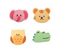 Huipalon 4PCS Baby Sponges for Bath - Soft, Safe Animal Shapes - Chicken, Tiger, Crocodile, Elephant - Quick Drying, Natural, Multi Color