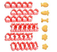 Huipalon 6 Sets of Mini Cookie Cutters, Shape of Flower, Cat's Paw, Bones, Carrots, Small Fish, and Heart Cookie Cutter, PP Cute Small Cookie Cutters for Baking DIY Cake Fruit Plate (A Total of 33Pcs)