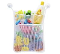 Huipalon Bath Toy Storage Organiser, Foldable Bath Toy Storage Net with 2 Suction Cups, Transparent Bath Toy Net, Quick-Drying Mesh Bag Bath Net for Toys, Keep Bathtub Water Mold Free