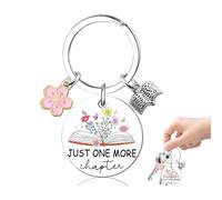Huipalon Book Lovers Keychain Just One More Chapter Keyring with Sukura Pendants Cute Reading Accessories for Reading Bookish Gifts for Book Lovers Women Men