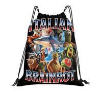 Huipalon Brainrot Drawstring Bags Waterproof Kids Drawstring Bag Brain Rot Drawstring Gym Bag for Boys Girls School Travel Swimming Holidays Climbing Hiking 16×13 Inch