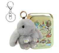 Huipalon Bunny Keyring, Plush Rabbit Keyring with Tin, Fluffy Bunny Keyrings, Keychain Gifts for Women Girls Birthday Holiday, Stress Relief Decorative Pendant Car Mirror Hanging (Gray)
