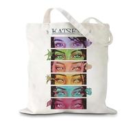 Huipalon Cats Eye Canvas Tote Bag with Double-Sided Print Reusable Kpop Shopping Canvas Bags for Women Fans