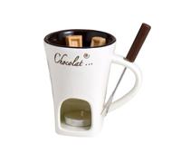 Huipalon Chocolate Fondue Set Fondue Mug & Fondue Forks Hot Chocolate Mug with Candle Holder Ceramic Fondue Pot Melting Cup Mug Gift Fondue Cheese Chocolate Mini Fondue Set for Office School Home