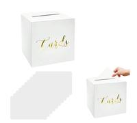 Huipalon Elegant White and Gold Wedding Card Box - Post Box with 10 Cards for Reception, Party, Raffle, Donation, Vote, Fundraising