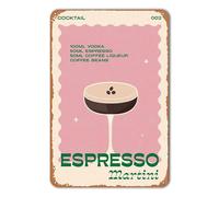 Huipalon Espresso Martini Metal Sign Vintage Coffee Sign Chic Coffee Wall Art Pink Wall Decor Coquette Iron Painting for Cafe Kitchen Pubs Bar 12 x 8 Inch