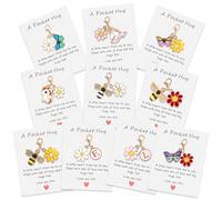 Huipalon Mixed Bee Keyring Sets, 10-Pack Pocket Hug Gifts, Enameled Zinc Alloy Pocket Hug Keychain Ornament Multipack, Small Gifts Cute Keychain Accessories for Women Girls Classmates Friends