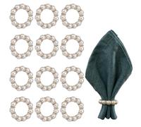 Huipalon Pearl Gold Napkin Rings Set of 12 Elegant Gold Napkin Ring for Table Decoration Rhinestone & Beaded Napkin Holders for Wedding Party Family Gathering Parties