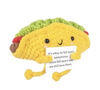 Huipalon Positive Taco Crochet Gifts Emotional Support Gift Cute Knitted Toy with Encourage Card Motivational Gifts Cheer Up Knitted Wool Doll Thoughtful Gifts for Friends Home Decor Desk Decor