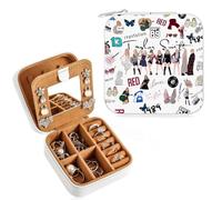 Huipalon Travel Jewellery Box Gifts for Music Lovers Small Taylor Jewellery Box with Mirror Travel Jewelry Organizer for Necklaces Earrings Rings Music Lover Gifts for Swift Fans