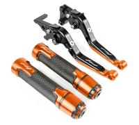 HUIPENPP for Yamaha FZ1 2001 2002 2003 2004 2005 Motorcycle Extendable Adjustable Brake Clutch Levers Handlebar Hand Grips Colorful Handles(Orange)