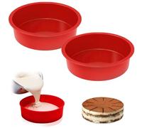 huipinghu 2Pcs 4 inch Silicone Cake Tins for Baking, Mini Silicone Cake Moulds, Non-Stick Round Cake Baking Pan Quick Release Suitable Baking Tray for Cakes Puddings Bread Muffins