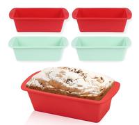 huipinghu 4-Pack Loaf Tins, Silicone 1Lb Loaf Pans 19 x 8.5 x 5.5 cm, Non-Stick Baking Trays Silicone Moulds, Rectangle Baking Moulds, Small Bread Tins, Mini Air Fryer Cake Tin Accessories