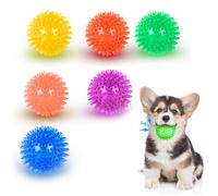 HUIQIHANG 6 PCS Squeaky Dog Ball Toys, Rubber Pointy Toy Balls, 5.5cm Dogs Chew Spiky Ball, Toss Fetch Toys for Teething Puppies Small Mediu