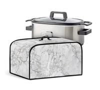 HUISEFOR 6 Quart Crock Pot Dust Cover for Electric Slow Cookers Washable Dust Protection Insulated Kitchen Appliance Cover Air Fryer with Pocket Home Decor, White Marble
